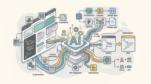 Diagram of AI-powered UI and code development workflow