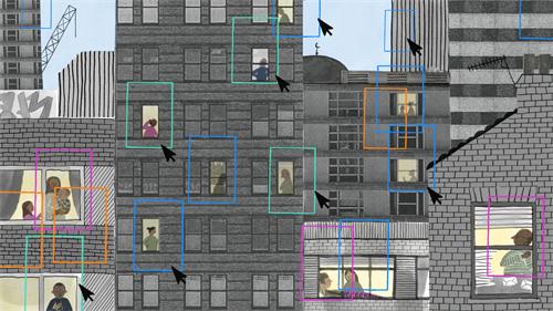 Illustration of city apartment buildings