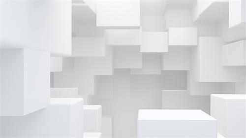 Abstract background of floating white 3D cubes